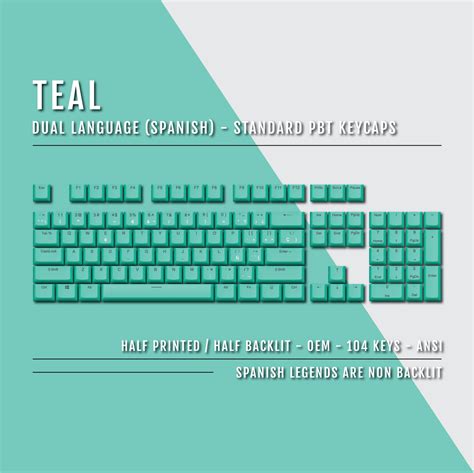 Teal Spanish (ISO-ES) Dual Language PBT Keycaps – Krome Keycaps LTD