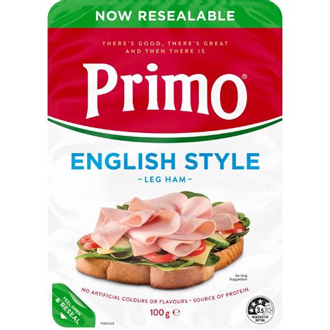 Primo English Style Sliced Leg Ham 100g | Woolworths
