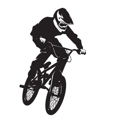 Vector silhouette of an extreme bmx sports person flat cutout icon ...