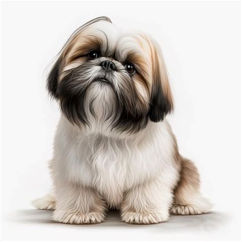Rysunek psa shih tzu z czarno-białą twarzą. | Premium obraz ...