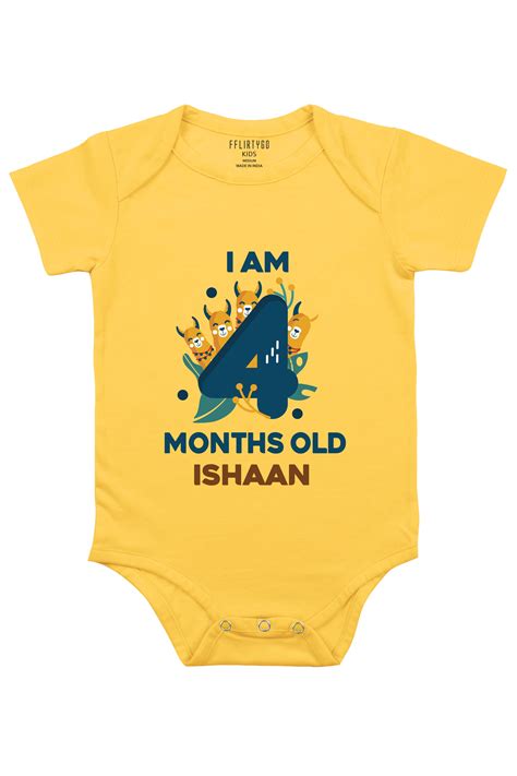 Four Month Birthday Baby Romper | Onesies w/ Custom Name – FflirtyGo