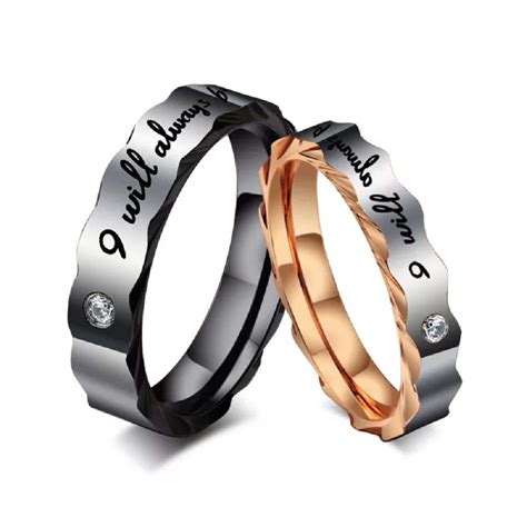 University Trendz Latest Pattern Stylish Stainless Steel Black Couple ...