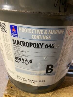 Sherwin Williams Macropoxy 646, Hardener, Part B, B58V600, 6401-73597 5 ...