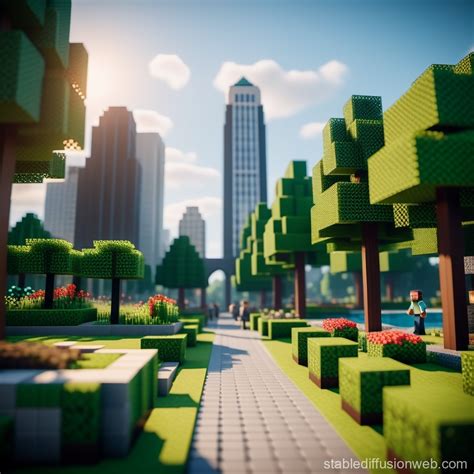 A Modern Minecraft City Park Design | Stable Diffusion Online