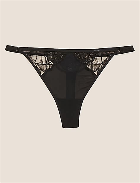 Buy Calvi Embroidery Thong at Marks & Spencer