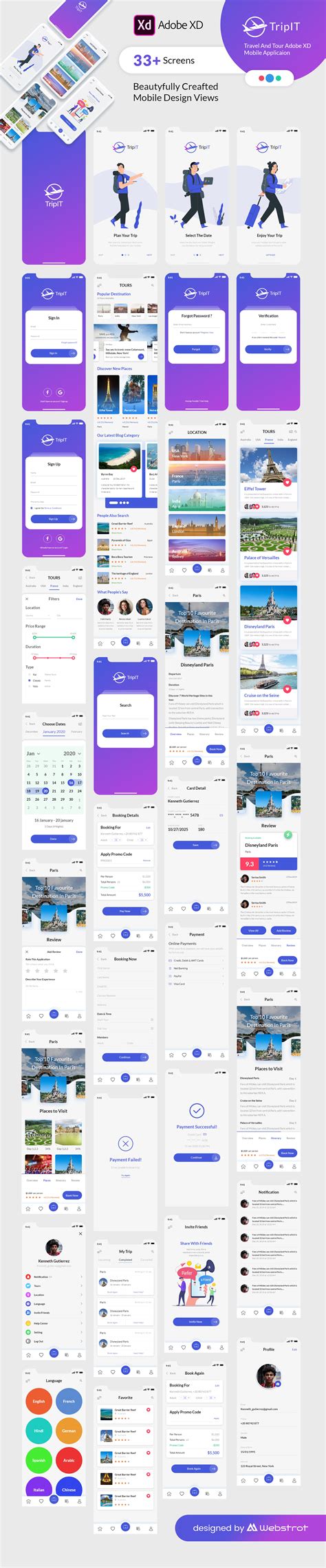 TripIt – Travel Adobe XD Mobile Application - My Theme Market