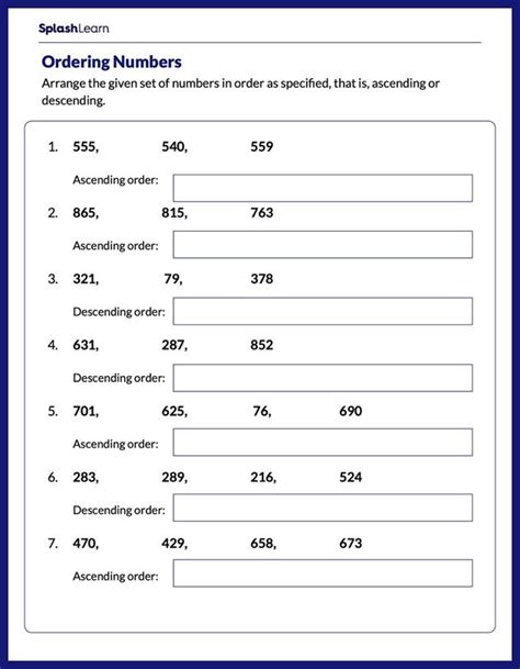 Image result for Ordering Numbers Math Worksheets