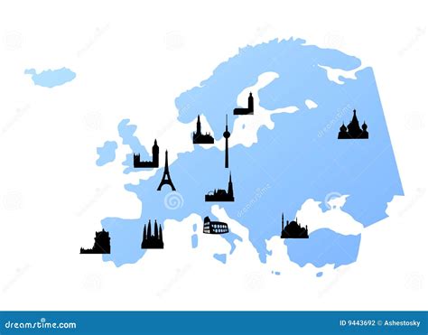 Europe World Map with Landmarks 的图像结果