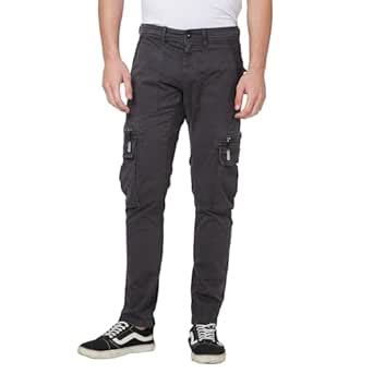 Buy Spykar Tapered Fit Mid Rise Ankle Length Grey Cargo for Men (Size ...