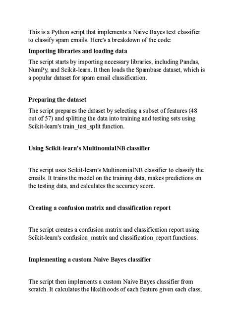 7.Naive Bayes text classifier to classify spam emails - Here's a ...