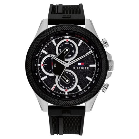 Buy Online Tommy Hilfiger Quartz Multifunction Black dial Silicone ...