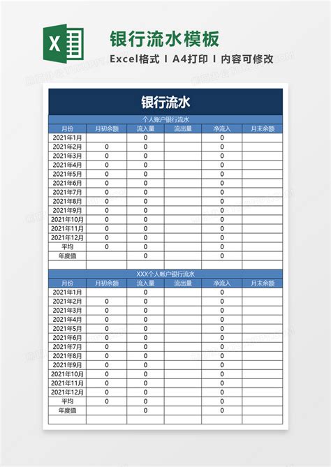 银行流水Excel模板下载_流水_【熊猫办公】