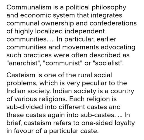 what are casteism and communalism democracy? - Brainly.in