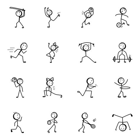 Games Doodle Stick Figure Icons 7507744 Vector Art at Vecteezy