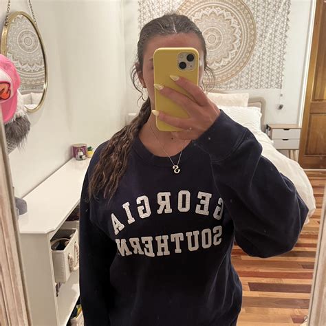Navy Georgia southern crewneck Worn a couple... - Depop