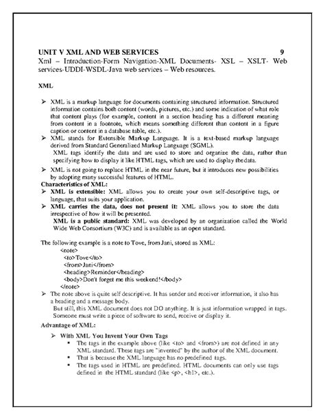 DOC-20230207-WA0004 - wp notes - UNIT V XML AND WEB SERVICES 9 Xml ...