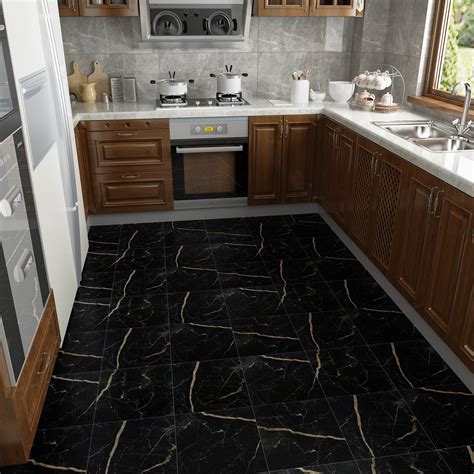 Black Marble Vinyl Flooring Tiles – CHIHUT