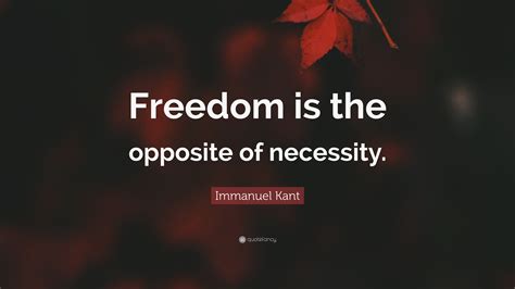 Immanuel Kant Quote: “Freedom is the opposite of necessity.”