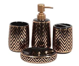 Skywalk Ceramic Bathroom Set of 4 Pieces - Soap Dispenser, Beaker ...