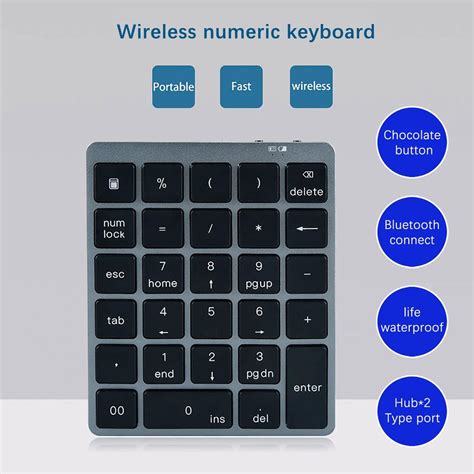 Buy Wireless Bluetooth Numeric Keypad Rechargeable, 28-Key Number Pad ...