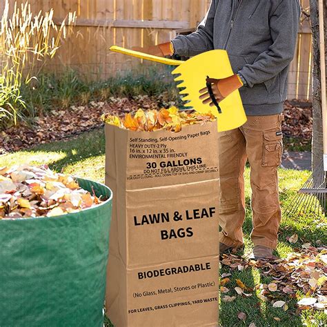 10 Count 30 Gallon Lawn and Leaf Bags with Leaf Scoops + 53 GAL Large ...