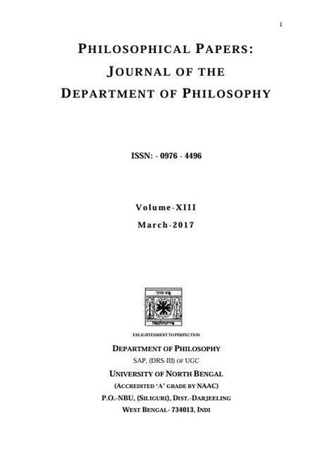Philosophical Papers Journal of Department of Philosophy, Vol. 13