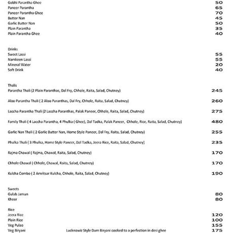 Menu at Bombay Hotel, Bengaluru