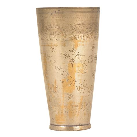 Jai Jamuna Ji Ki Engraved Floral Brass Punjabi Glass