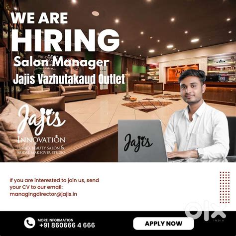 Hiring: Salon Manager – Jaji’s Innovation, Vazhuthacaud Outlet ...