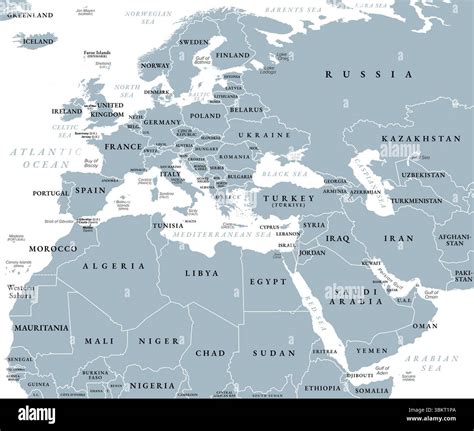 Large Detailed Political Map Of Europe North Africa And Southwest Asia