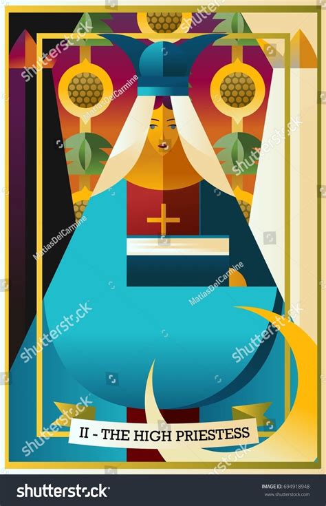 Second Tarot Card High Priestess Popess Stock Vector (Royalty Free ...