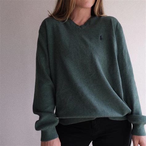Cotton green Ralph Lauren polo sweater - Depop