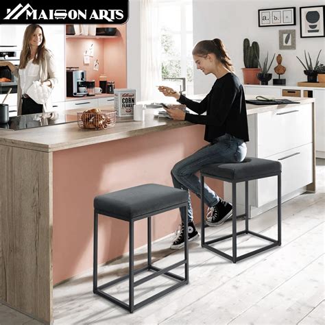 Buy MAISON ARTS Black Counter Height 24" Bar Stools Set of 3 for ...