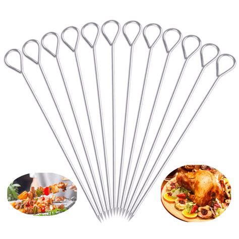 Stainless Steel Skewers 10 Pcs, Kebab Skewers Stainless Steel BBQ ...