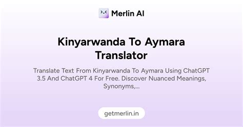 Kinyarwanda to Aymara Translator