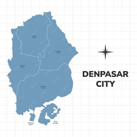 Denpasar city map illustration map of cities in indonesia | Premium Vector