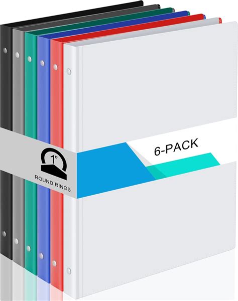Amazon.com : Fulmoon 6 Pack Plastic 3 Ring Binder Assorted Colors ...