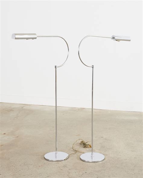 Pair of Mid-Century Modernist Chrome Gooseneck Floor Lamps For Sale at ...