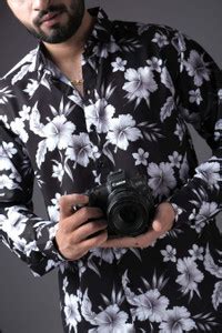 Marmic Fab Men Printed Casual Black, White Shirt - Buy Marmic Fab Men ...