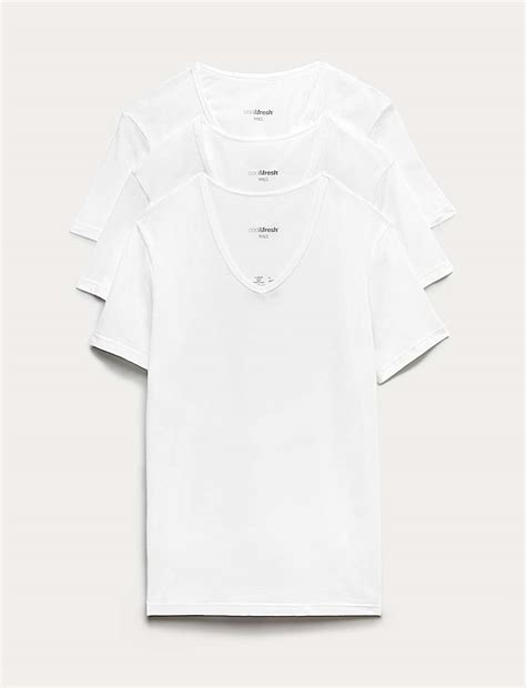 Buy 3 Pack Cotton Rich Cool & Fresh™ V-Neck Vests at Marks & Spencer