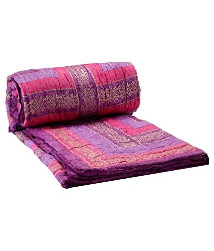 Buy AMZ Sanganeri Gold Floral Print Cotton Single Bed Quilt Online at ...