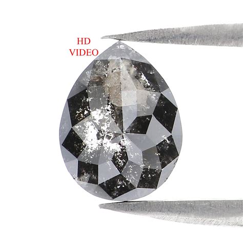 1.02 CT Natural Loose Pear Shape Diamond Salt And Pepper Pear Rose Cut
