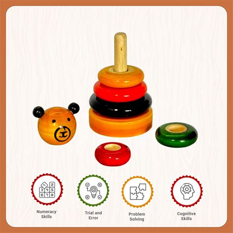 Little Ginnie Bear Stacker - Educational Wooden Stacking Toy for Kids ...