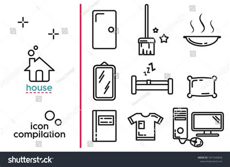 Objects Inside House Line Art Vector: เวกเตอร์สต็อก (ปลอดค่าลิขสิทธิ์ ...