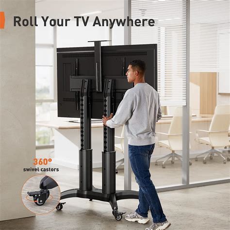 Perlegear Mobile TV Stand, Heavy-Duty Rolling Cart for 55-90 inch Flat ...