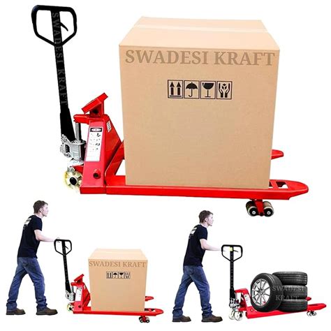 SWADESI KRAFTS Manual Mild Steel Hand Pallet Truck up to 3 Ton (3000kg ...