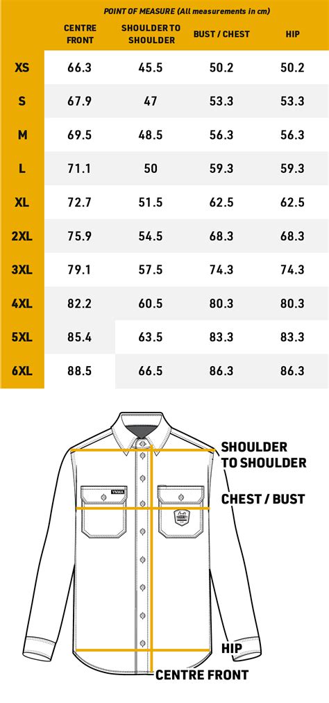T Shirt Sizing Chart