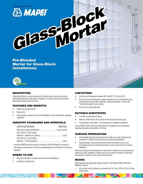 Glass-Block Mortar Glass-Block Mortar - Northland Construction ...