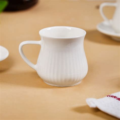 Ribbed Ceramic Cup With Saucer Set Of 2 100ml Online - Premium Coffee ...