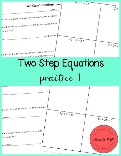 Image result for Solving Two-Step Equations Practice